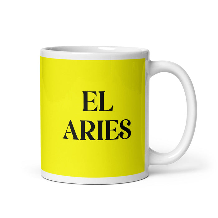 El Aries The Aries Funny Home Office Work Coffee Mug Mexican Spanish Pride Gift White Glossy Cup Yellow Card Mug Mexicada 11 oz