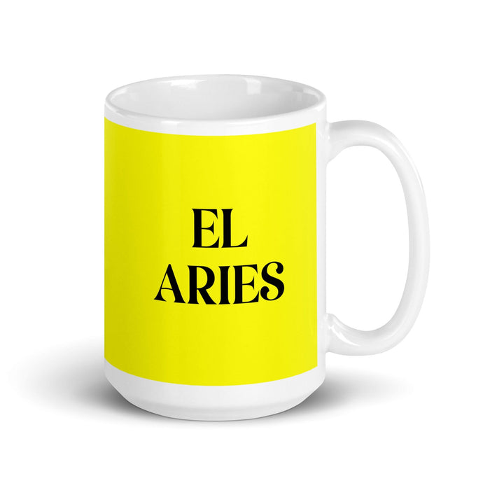 El Aries The Aries Funny Home Office Work Coffee Mug Mexican Spanish Pride Gift White Glossy Cup Yellow Card Mug Mexicada 15 oz