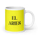 El Aries The Aries Funny Home Office Work Coffee Mug Mexican Spanish Pride Gift White Glossy Cup Yellow Card Mug Mexicada 20 oz