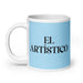 El Artístico The Artistic One Funny Home Office Work Coffee Mug Mexican Spanish Pride Gift White Glossy Cup Sky Blue Card Mug Mexicada