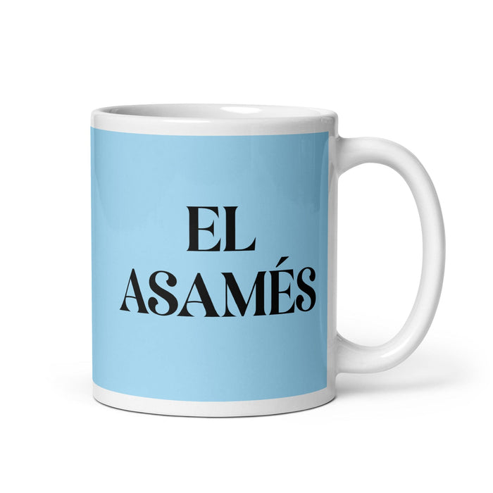 El Asamés The Assamese Funny Home Office Work Coffee Mug Mexican Spanish Pride Gift White Glossy Cup Sky Blue Card Mug Mexicada 11 oz