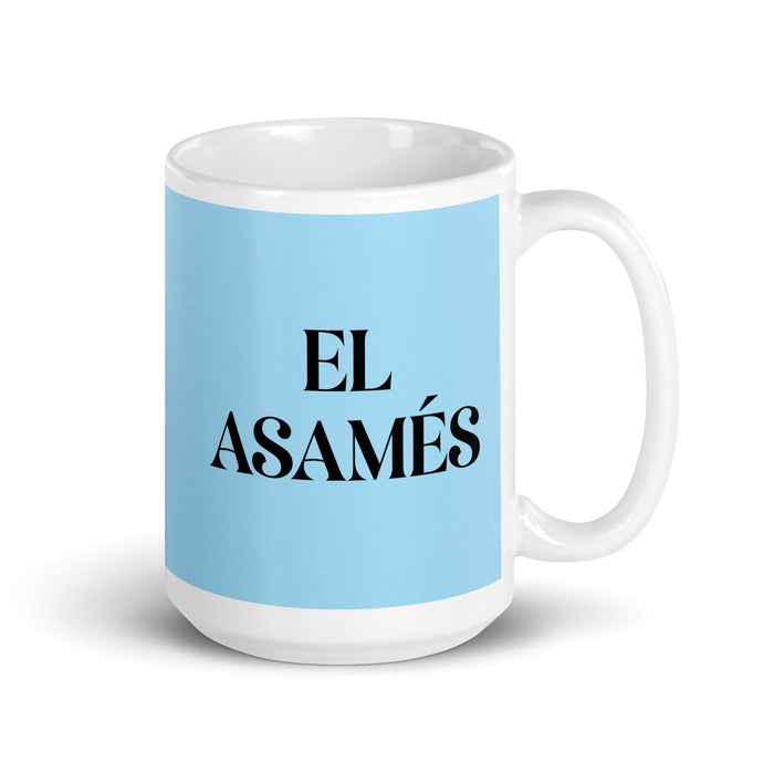 El Asamés The Assamese Funny Home Office Work Coffee Mug Mexican Spanish Pride Gift White Glossy Cup Sky Blue Card Mug Mexicada 15 oz