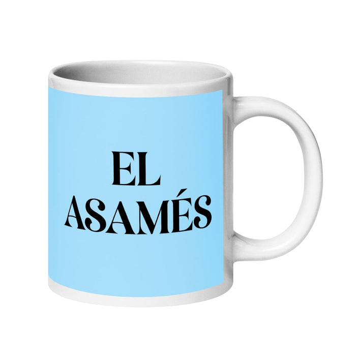 El Asamés The Assamese Funny Home Office Work Coffee Mug Mexican Spanish Pride Gift White Glossy Cup Sky Blue Card Mug Mexicada 20 oz