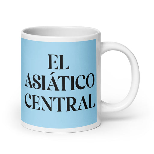 El Asiático Central The Central Asian Funny Home Office Work Coffee Mug Mexican Spanish Pride Gift White Glossy Cup Sky Blue Card Mug Mexicada 20 oz