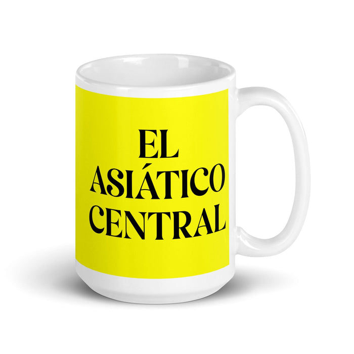 El Asiático Central The Central Asian Funny Home Office Work Coffee Mug Mexican Spanish Pride Gift White Glossy Cup Yellow Card Mug Mexicada 15 oz