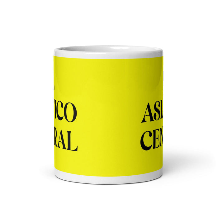 El Asiático Central The Central Asian Funny Home Office Work Coffee Mug Mexican Spanish Pride Gift White Glossy Cup Yellow Card Mug Mexicada