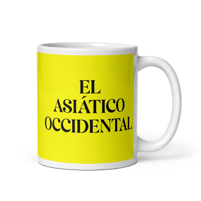 El Asiático Occidental The West Asian Funny Home Office Work Coffee Mug Mexican Spanish Pride Gift White Glossy Cup Yellow Card Mug Mexicada 11 oz