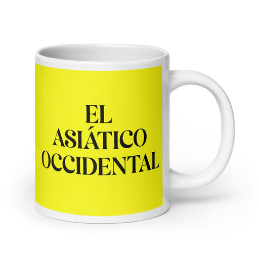 El Asiático Occidental The West Asian Funny Home Office Work Coffee Mug Mexican Spanish Pride Gift White Glossy Cup Yellow Card Mug Mexicada 20 oz