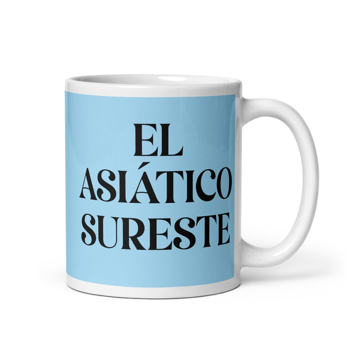 El Asiático Sureste The Southeast Asian Funny Home Office Work Coffee Mug Mexican Spanish Pride Gift White Glossy Cup Sky Blue Card Mug Mexicada 11 oz