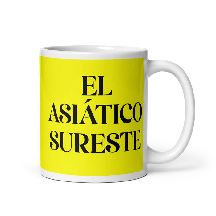 El Asiático Sureste The Southeast Asian Funny Home Office Work Coffee Mug Mexican Spanish Pride Gift White Glossy Cup Yellow Card Mug Mexicada 11 oz