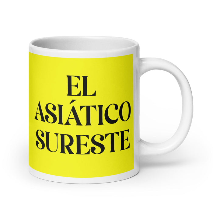 El Asiático Sureste The Southeast Asian Funny Home Office Work Coffee Mug Mexican Spanish Pride Gift White Glossy Cup Yellow Card Mug Mexicada 20 oz