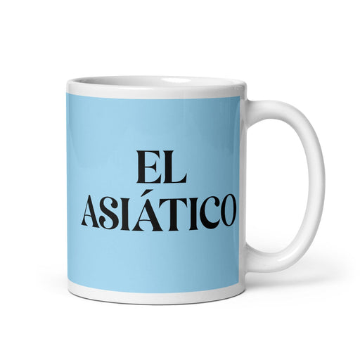 El Asiático The Asian Funny Home Office Work Coffee Mug Mexican Spanish Pride Gift White Glossy Cup Sky Blue Card Mug Mexicada 11 oz