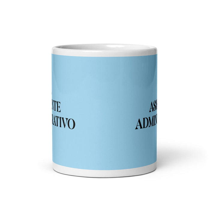 El Asistente Administrativo The Administrative Assistant Funny Home Office Work Coffee Mug Mexican Spanish Pride Gift White Glossy Cup Sky Blue Card Mug Mexicada