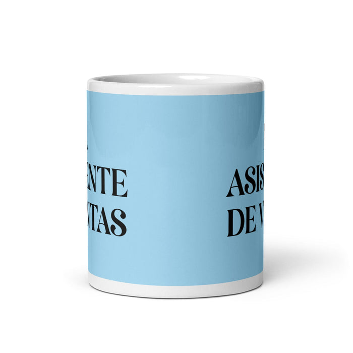 El Asistente De Ventas The Sales Assistant Funny Home Office Work Coffee Mug Mexican Spanish Pride Gift White Glossy Cup Sky Blue Card Mug Mexicada