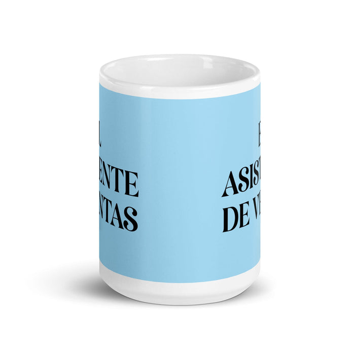 El Asistente De Ventas The Sales Assistant Funny Home Office Work Coffee Mug Mexican Spanish Pride Gift White Glossy Cup Sky Blue Card Mug Mexicada