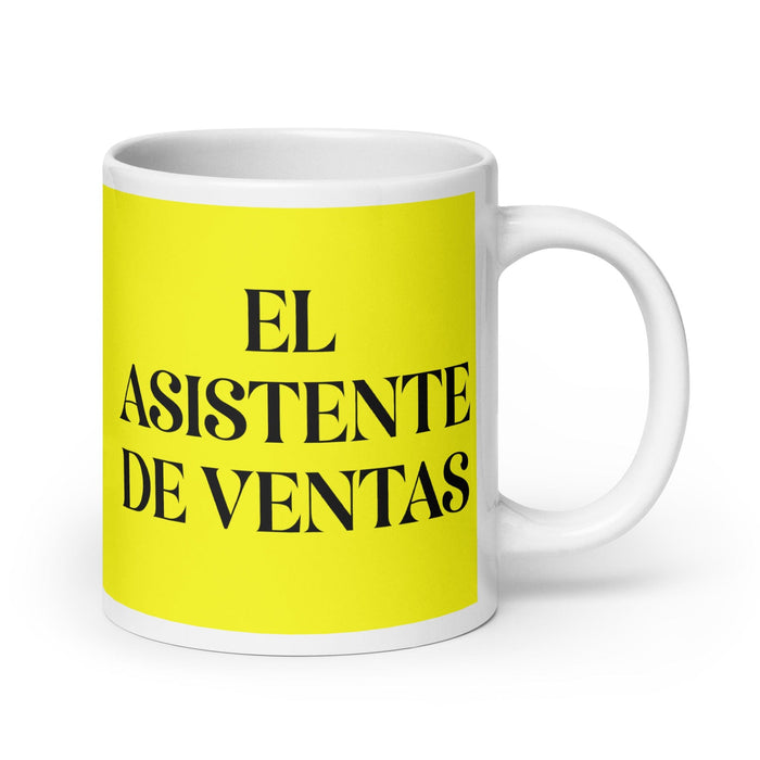 El Asistente De Ventas The Sales Assistant Funny Home Office Work Coffee Mug Mexican Spanish Pride Gift White Glossy Cup Yellow Card Mug Mexicada 20 oz