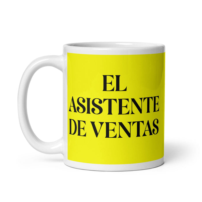 El Asistente De Ventas The Sales Assistant Funny Home Office Work Coffee Mug Mexican Spanish Pride Gift White Glossy Cup Yellow Card Mug Mexicada