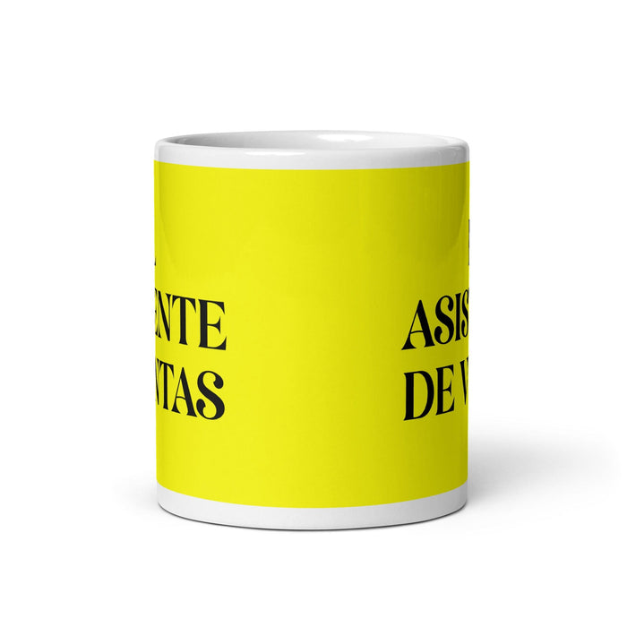 El Asistente De Ventas The Sales Assistant Funny Home Office Work Coffee Mug Mexican Spanish Pride Gift White Glossy Cup Yellow Card Mug Mexicada