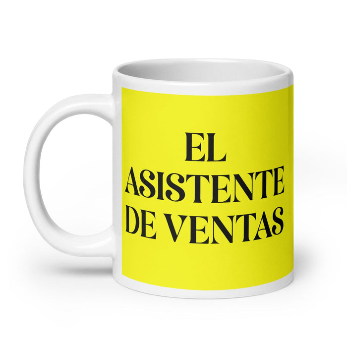 El Asistente De Ventas The Sales Assistant Funny Home Office Work Coffee Mug Mexican Spanish Pride Gift White Glossy Cup Yellow Card Mug Mexicada