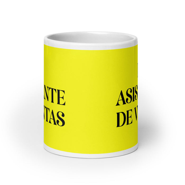 El Asistente De Ventas The Sales Assistant Funny Home Office Work Coffee Mug Mexican Spanish Pride Gift White Glossy Cup Yellow Card Mug Mexicada