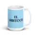 El Asistente The Assistant Funny Home Office Work Coffee Mug Mexican Spanish Pride Gift White Glossy Cup Sky Blue Card Mug Mexicada 15 oz