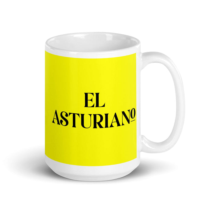 El Asturiano The Asturian Funny Home Office Work Coffee Mug Mexican Spanish Pride Gift White Glossy Cup Yellow Card Mug Mexicada 15 oz