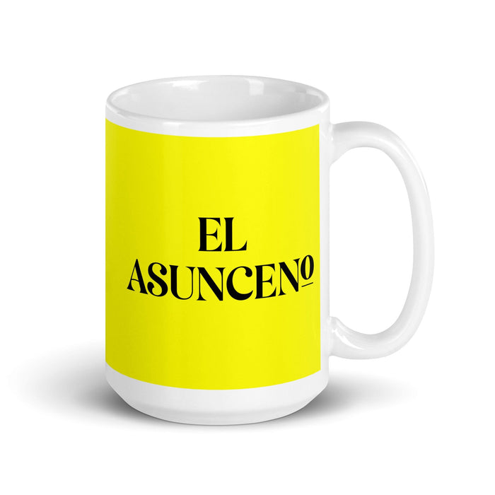 El Asunceno The Asunción Resident Funny Home Office Work Coffee Mug Mexican Spanish Pride Gift White Glossy Cup Yellow Card Mug Mexicada 15 oz