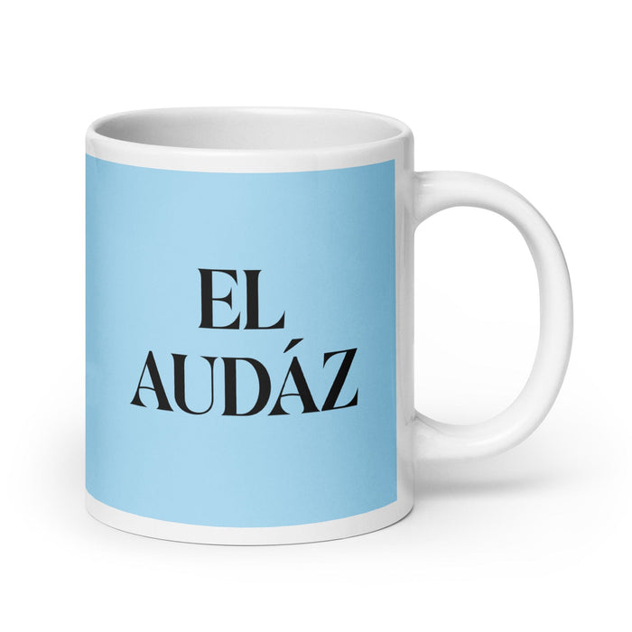 El Audáz The Bold One Funny Home Office Work Coffee Mug Mexican Spanish Pride Gift White Glossy Cup Sky Blue Card Mug Mexicada 20 oz