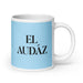 El Audáz The Bold One Funny Home Office Work Coffee Mug Mexican Spanish Pride Gift White Glossy Cup Sky Blue Card Mug Mexicada 20 oz