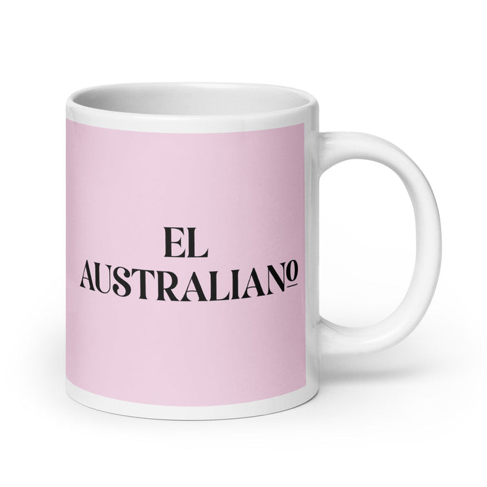 El Australiano The Australian Funny Home Office Work Coffee Mug Mexican Spanish Pride Gift White Glossy Cup Light Pink Card Mug Mexicada 20 oz