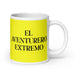 El Aventurero Extremo The Extreme Adventurer Funny Home Office Work Coffee Mug Mexican Spanish Pride Gift White Glossy Cup Yellow Card Mug Mexicada 20 oz