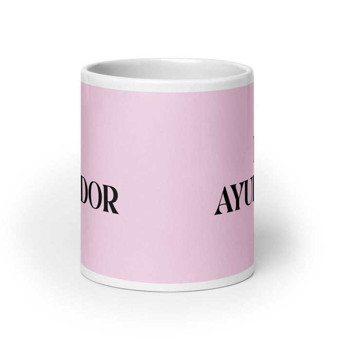 El Ayudador The Helper (Type 2) Funny Home Office Work Coffee Mug Mexican Spanish Pride Gift White Glossy Cup Light Pink Card Mug Mexicada