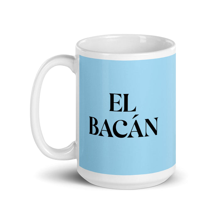 El Bacán The Awesome One Funny Home Office Work Coffee Mug Mexican Spanish Pride Gift White Glossy Cup Sky Blue Card Mug Mexicada