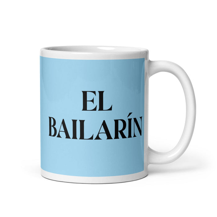 El Bailarín The Dancer Funny Home Office Work Coffee Mug Mexican Spanish Pride Gift White Glossy Cup Sky Blue Card Mug Mexicada 11 oz