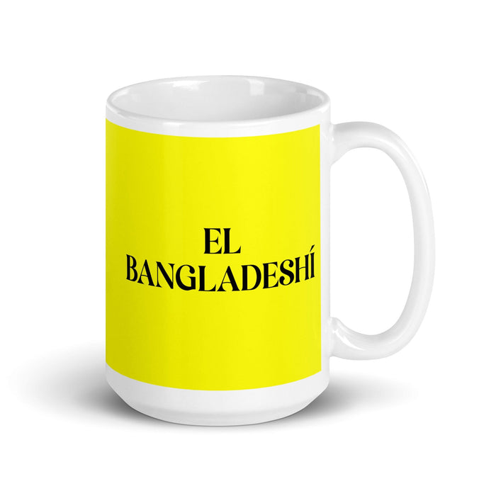 El Bangladeshí The Bangladeshi Funny Home Office Work Coffee Mug Mexican Spanish Pride Gift White Glossy Cup Yellow Card Mug Mexicada 15 oz