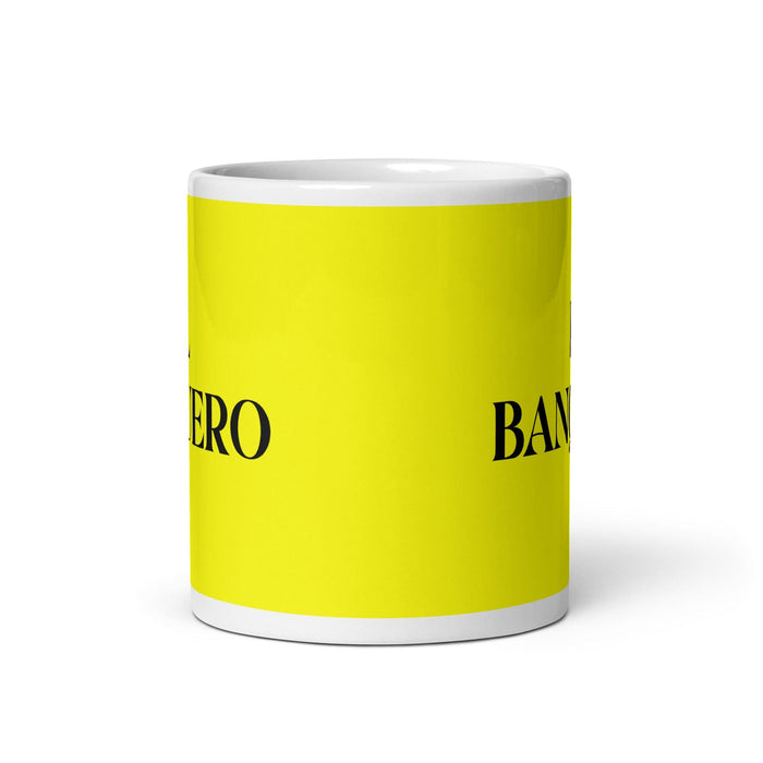 El Banquero The Banker Funny Home Office Work Coffee Mug Mexican Spanish Pride Gift White Glossy Cup Yellow Card Mug Mexicada