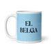 El Belga The Belgian Funny Home Office Work Coffee Mug Mexican Spanish Pride Gift White Glossy Cup Sky Blue Card Mug Mexicada