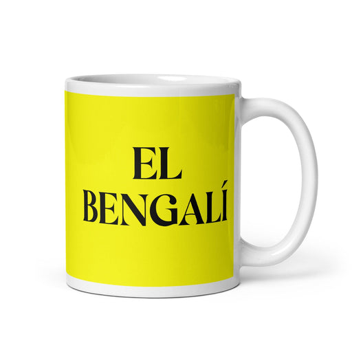 El Bengalí The Bengali Funny Home Office Work Coffee Mug Mexican Spanish Pride Gift White Glossy Cup Yellow Card Mug Mexicada 11 oz