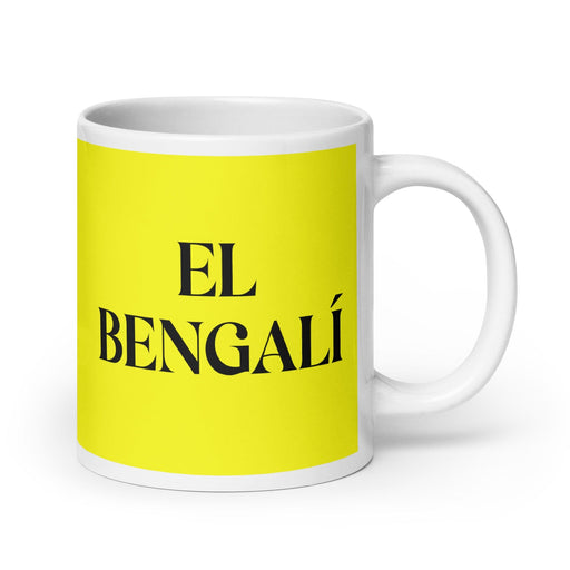 El Bengalí The Bengali Funny Home Office Work Coffee Mug Mexican Spanish Pride Gift White Glossy Cup Yellow Card Mug Mexicada 20 oz