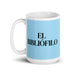 El Bibliófilo The Book Lover Funny Home Office Work Coffee Mug Mexican Spanish Pride Gift White Glossy Cup Sky Blue Card Mug Mexicada