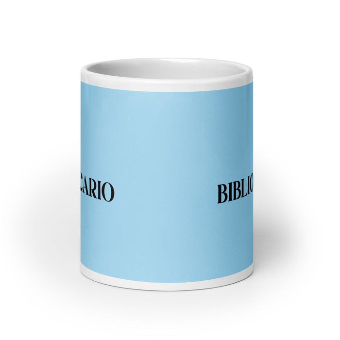 El Bibliotecario The Librarian Funny Home Office Work Coffee Mug Mexican Spanish Pride Gift White Glossy Cup Sky Blue Card Mug Mexicada