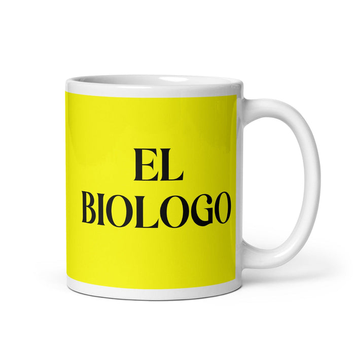 El Biologo The Biologist Funny Home Office Work Coffee Mug Mexican Spanish Pride Gift White Glossy Cup Yellow Card Mug Mexicada 11 oz