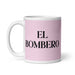 El Bombero The Firefighter Funny Home Office Work Coffee Mug Mexican Spanish Pride Gift White Glossy Cup Light Pink Card Mug Mexicada