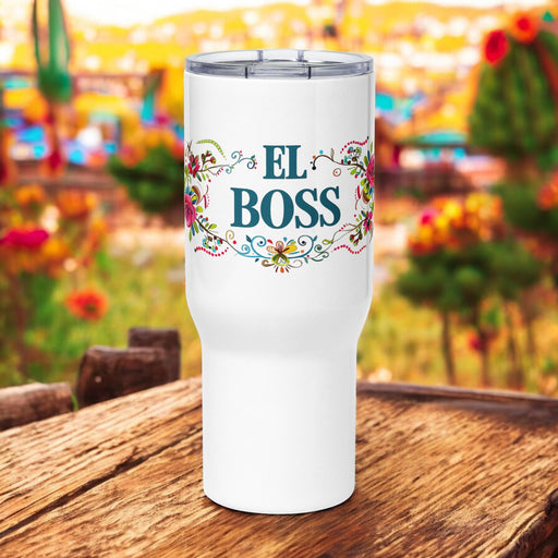 El Boss Exclusive Art Piece Travel Mug With Handle For Water, Iced Tee Or Coffee | Funny Cute Gift Idea Home Office Work | Mexican Spanish Pride | E15 Mexicada 25 oz