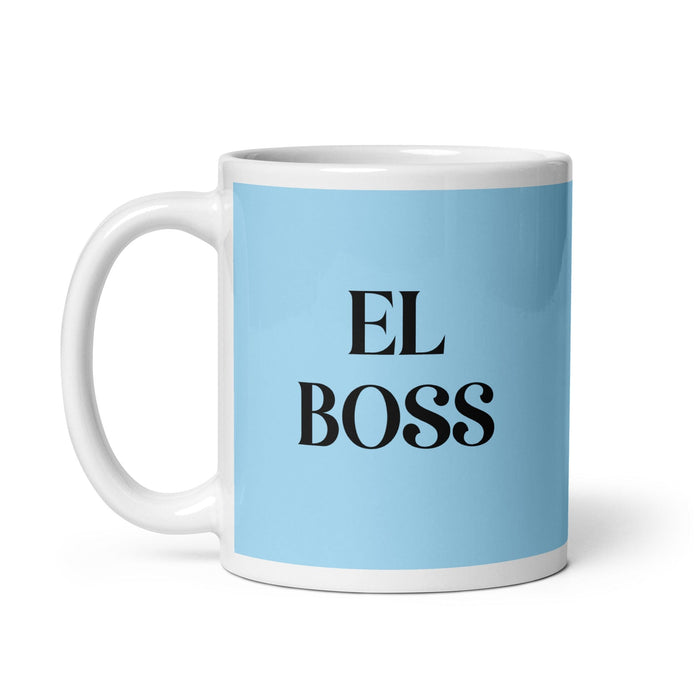 El Boss The Boss Funny Home Office Work Coffee Mug Mexican Spanish Pride Gift White Glossy Cup Sky Blue Card Mug Mexicada