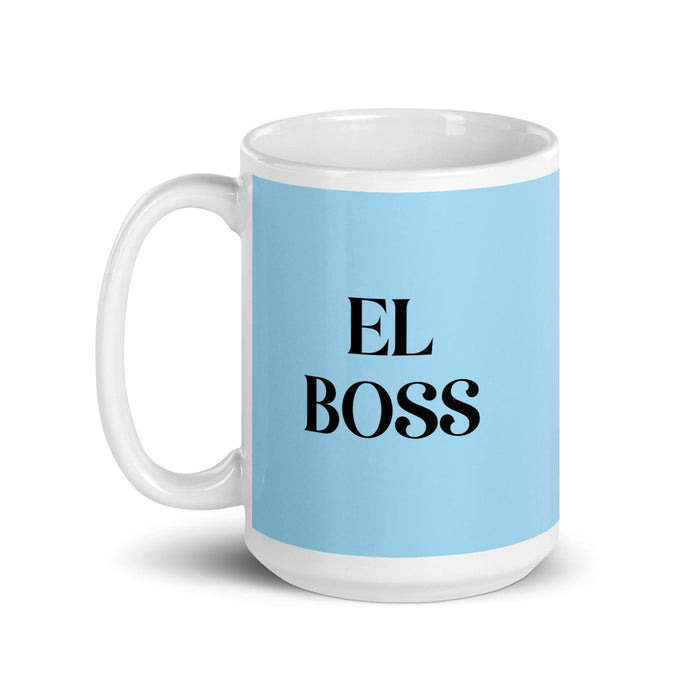 El Boss The Boss Funny Home Office Work Coffee Mug Mexican Spanish Pride Gift White Glossy Cup Sky Blue Card Mug Mexicada