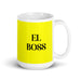 El Boss The Boss Funny Home Office Work Coffee Mug Mexican Spanish Pride Gift White Glossy Cup Yellow Card Mug Mexicada 15 oz