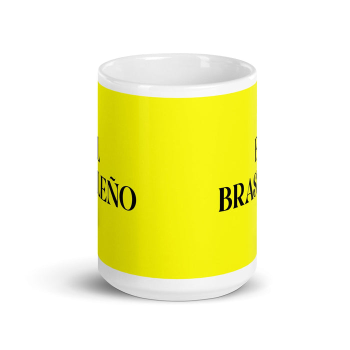 El Brasileño The Brazilian Funny Home Office Work Coffee Mug Mexican Spanish Pride Gift White Glossy Cup Yellow Card Mug Mexicada