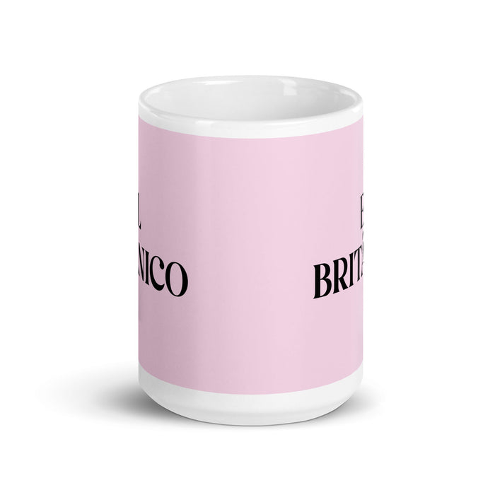 El Británico The British Funny Home Office Work Coffee Mug Mexican Spanish Pride Gift White Glossy Cup Light Pink Card Mug Mexicada