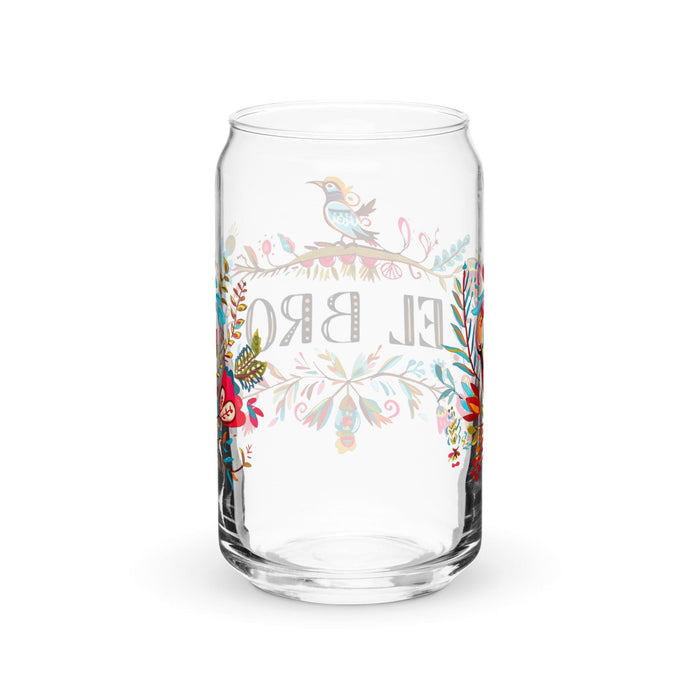 El Bro Exclusive Art Piece Can-Shaped Glass Home Office Work Mexican Spanish Pride Gift Cup One-Of-A-Kind Calligraphy Glass | E13 Mexicada